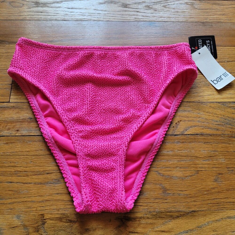 Bar III Women's Hot Pink Bikini Bottoms Size XS Swimwear NWT Swimsuit Bottoms